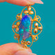 Arts & Crafts Era 9ct Gold Black Opal Pendant, 5.80ct Solid Black Opal