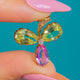 Antique 15ct Gold Pink Topaz & Chrysoberyl Diamond Clover Pendant
