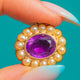 Victorian 18ct Gold Pearl & Amethyst Pendant