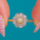 Edwardian 18ct Gold & 18ct White Gold Diamond Pearl Flower Cluster Ring