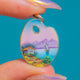 RARE 1920's Silver Painter's Palette Enamel Charm, 9ct Gold Jump Ring
