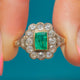 Antique 14ct Gold Emerald Diamond Cluster Ring, 0.70ct Emerald