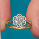 Art Deco 18ct Gold Diamond Star Flower Cluster Ring