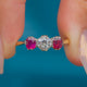 Art Deco 18ct Gold Ruby and Diamond Trilogy Engagement Ring