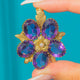 Large Victorian Silver Gilt Amethyst Pearl Pansy Pendant, c.1870
