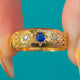 Chunky Victorian 18ct Gold Star-Set Sapphire Diamond Ring