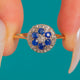 Edwardian 18ct Gold Sapphire Diamond Flower Cluster Ring, c.1900