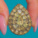 Large 18ct Gold & Silver Georgian Chrysoberyl Teardrop Ring — front on blue