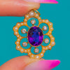 18ct Gold Amethyst, Natural Pearl, Diamond Flower Cluster Pendant c.1890