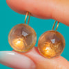 Georgian Faceted Peach Paste Button Earrings, 15ct Gold Hooks