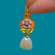 Art Nouveau 18ct Gold Enamel Flower Diamond Pearl Pendant