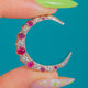 9ct Gold Ruby Diamond Crescent Moon Pendant