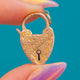 ORNATE Antique 9ct Gold Padlock Heart Charm c.1904