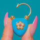 Antique 15ct Gold Blue Enamel Pearl Heart Padlock Locket