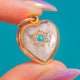 Gold Cased Turquoise Pearl Heart Pendant