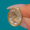 Victorian Solid 9ct Gold Rock Crystal Intaglio Fob- Heraldic Crest
