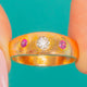 Continental Antique 14ct Gold Ruby Diamond Trilogy Ring