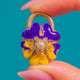 RARE 18ct Gold Diamond Enamel Pansy Locket Padlock