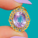 Rare 15ct Gold Kunzite & Rose-Cut Diamond Cluster Pendant