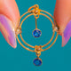 Edwardian 9ct Gold Sapphire Pearl Flower Roundel Pendant