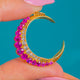 Antique 18ct Gold Ruby Diamond Crescent Moon Pendant