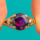 Art Deco 9ct Gold Rhodolite Garnet Solitaire Dress Ring