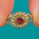 9ct Gold Georgian Flat-Cut Garnet Pearl Cluster Ring c.1820