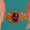 9ct Gold Garnet Oval Buttercup Ring, Engraved Shoulders c.1917