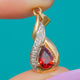 Vintage 9ct Gold Garnet Pear Diamond Drop Charm