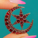 Glossy Victorian Garnet Crescent Star Pendant