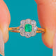Antique 18ct Gold Emerald Diamond Cluster Engagement Ring