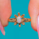 Antique 9ct Gold Opal Flower Ring