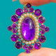 Georgian 15ct Gold Amethyst Cabochon Pearl Cluster Pendant, 9.65ct Amethysts