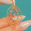 Antique Edwardian 9ct Gold Pink Amethyst Drop Pendant