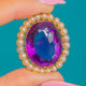 RARE Georgian 18ct Gold Amethyst & Natural Pearl Cluster Pendant, c.1820